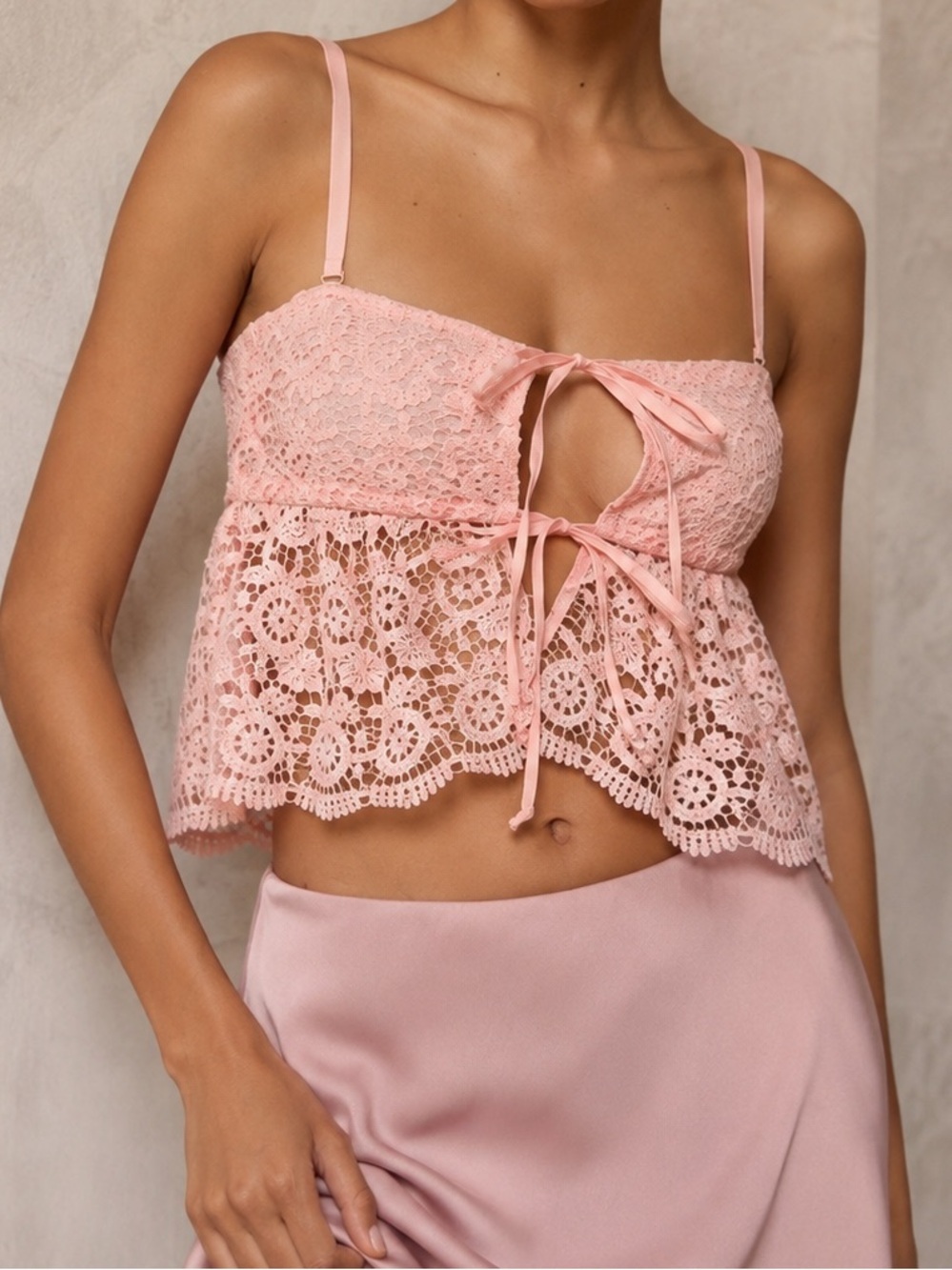 ANTHROPOLOGIE Strapless Pink Crochet Lace Top Size XL NEW Coquette Fairycore